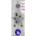 Eye Metal Pendant - Blue Eye with Arrow on Hamsha